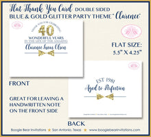 Load image into Gallery viewer, Blue Gold Glitter Party Thank You Card Birthday Note Boy Tie Royal King Formal Elegant Dinner Boogie Bear Invitations Clarence Theme Printed