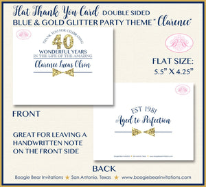 Blue Gold Glitter Party Thank You Card Birthday Note Boy Tie Royal King Formal Elegant Dinner Boogie Bear Invitations Clarence Theme Printed