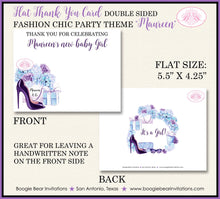 Load image into Gallery viewer, Fashion Chic Party Thank You Cards Baby Shower Note Birthday Party Lavender Purple Shopping Co Boogie Bear Invitations Maureen Theme Printed
