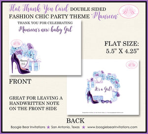 Fashion Chic Party Thank You Cards Baby Shower Note Birthday Party Lavender Purple Shopping Co Boogie Bear Invitations Maureen Theme Printed