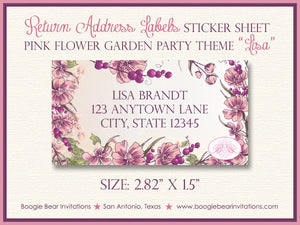 Pink Flower Garden Baby Shower Invitation Girl Purple Spring Floral Outdoor Boogie Bear Invitations Lisa Theme Paperless Printable Printed