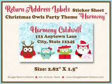Load image into Gallery viewer, Christmas Owls Birthday Party Invitation Snow Red Green Girl Boy Winter Woodland Birds Boogie Bear Harmony Theme Paperless Printable Printed