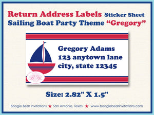 Sail Tug Boat Birthday Party Invitation Photo Captain Red Blue Nautical Sailor Boogie Bear Invitations Gregory Paperless Printable Printed