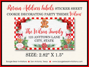 Cookie Decorating Christmas Party Invitation Red Gingerbread Poinsettia Bow Boogie Bear Invitations Wilson Theme Paperless Printable Printed