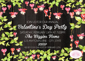Garden Fuchsias Valentine's Party Invitation Day Love Spring Grow Pink Red Boogie Bear Invitations Wiggins Theme Paperless Printable Printed