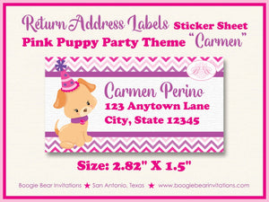 Pink Puppy Birthday Party Invitation Photo Girl Dog Purple Pet Paw Pawty Boogie Bear Invitations Carmen Theme Paperless Printable Printed
