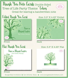 Tree of Life Party Thank You Card Note Easter Birthday Picnic Garden Green Spring Flower Forest Boogie Bear Invitations Cohen Theme Printed