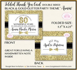 Black Gold Glitter Party Thank You Card Birthday Note Boy Tie Royal Aged To Perfection Formal Boogie Bear Invitations Armin Theme Printed