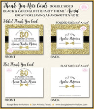 Load image into Gallery viewer, Black Gold Glitter Party Thank You Card Birthday Note Boy Tie Royal Aged To Perfection Formal Boogie Bear Invitations Armin Theme Printed