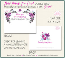 Load image into Gallery viewer, Winter Woodland Flowers Party Thank You Cards Note Baby Shower Pink Girl Aqua White Chalkboard Boogie Bear Invitations Stevie Theme Printed