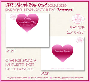 Pink Bokeh Hearts Thank You Cards Note Valentine's Party Day Love Ombre Red Bubble Holiday Tag Boogie Bear Invitations Simmons Theme Printed