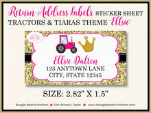 Load image into Gallery viewer, Tractors Tiaras Birthday Party Invitation Pink Gold Black Farm Girl Cowgirl Boogie Bear Invitations Ellsie Theme Paperless Printable Printed