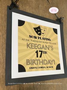 Theater Ticket Play Birthday Party Door Banner Actor Theater Stage Show Lights Camera Action Girl Boy Boogie Bear Invitations Keegan Theme