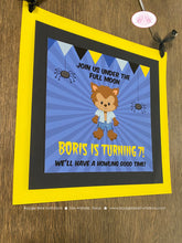 Load image into Gallery viewer, Werewolf Boy Birthday Party Door Banner Halloween Yellow Blue Black Bat Spider Wild Wolf Howl Full Moon Boogie Bear Invitations Boris Theme