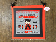 Load image into Gallery viewer, Vampire Girl Birthday Party Door Banner Halloween Full Moon Red Blood Fang Bite Dracula Coffin Black Bat Boogie Bear Invitations Mina Theme