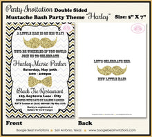 Load image into Gallery viewer, Mustache Bash Baby Shower Invitation Bow Tie Party Little Man Black Gold Boogie Bear Invitations Harley Theme Paperless Printable Printed