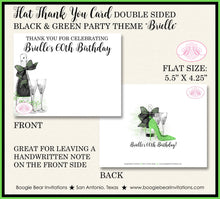 Load image into Gallery viewer, Black Green Party Thank You Cards Birthday Note Champagne High Heel Fashion Chic Fashionista Boogie Bear Invitations Brielle Theme Printed