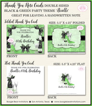 Load image into Gallery viewer, Black Green Party Thank You Cards Birthday Note Champagne High Heel Fashion Chic Fashionista Boogie Bear Invitations Brielle Theme Printed