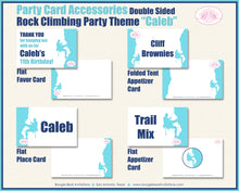 Load image into Gallery viewer, Rock Climbing Birthday Party Favor Card Tent Place Food Blue Boy Girl Mountain Indoor Climb Modern Sport Boogie Bear Invitations Caleb Theme