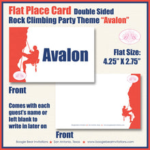 Load image into Gallery viewer, Rock Climbing Birthday Party Favor Card Birthday Tent Place Food Blue Red Mountain Indoor Climb Sports Boogie Bear Invitations Avalon Theme