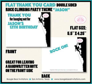 Rock Climbing Birthday Party Thank You Cards Mountain Hike Rock Wall Sports Athletic Girl Boy Boogie Bear Invitations Jason Theme Printed