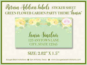 Flower Garden Baby Shower Invitation Spring Summer Floral Yellow Peach Green Boogie Bear Invitations Laura Theme Paperless Printable Printed