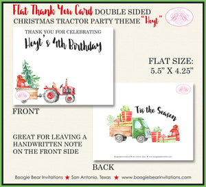 Christmas Tractor Party Thank You Card Birthday Note Truck Red Green Tree Chalkboard Farm Country Boogie Bear Invitations Hoyt Theme Printed