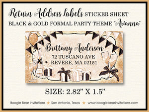 Black Gold Formal Birthday Party Invitation Fashion Chic Gala New Year Eve Boogie Bear Invitations Arianna Theme Paperless Printable Printed