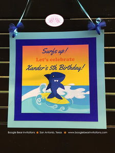Surfer Shark Birthday Party Package Ocean Swimming Beach Pool Surfing Tropical Surf Fish Swim Boy Girl Boogie Bear Invitations Xander Theme