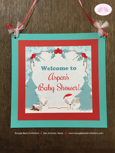Woodland Winter Fox Baby Shower Package Christmas Holiday Snow Arctic White Red Santa Hat Birthday Party Boogie Bear Invitations Aspen Theme