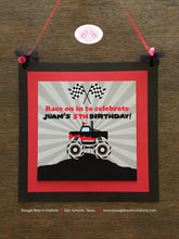 Load image into Gallery viewer, Monster Truck Birthday Party Package Boy Racing Red Black Grey Boy Girl Driver Checkered Flag Demo Arena Boogie Bear Invitations Juan Theme