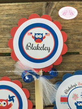 Load image into Gallery viewer, 4th of July Owls Birthday Party Package Flag Fireworks Girl Boy Outdoor Patriotic Red White Blue BBQ Boogie Bear Invitations Blakeley Theme