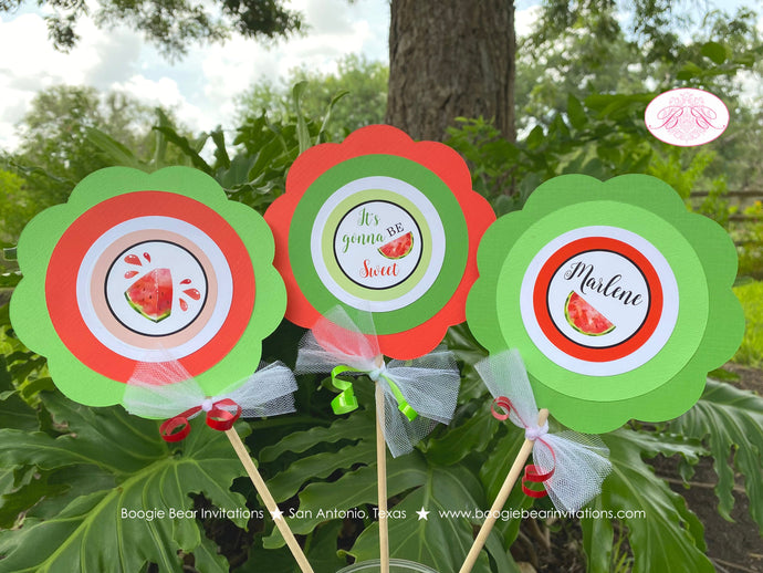 Red Watermelon Birthday Centerpiece Set Party Girl One In Melon Two Sweet Green Summer Picnic Fruit Boogie Bear Invitations Marlene Theme