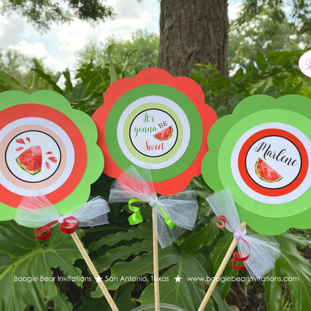 Red Watermelon Birthday Centerpiece Set Party Girl One In Melon Two Sweet Green Summer Picnic Fruit Boogie Bear Invitations Marlene Theme