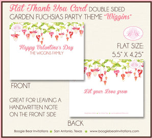 Garden Fuchsias Valentine's Party Thank You Card Note Party Day Love Spring Grow Pink Red Girl Boogie Bear Invitations Wiggins Theme Printed