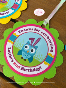 Easter Owls Party Favor Tags Birthday Girl Boy Spring Rabbit Egg Hunt Forest Animals Pink Blue Boogie Bear Invitations Lottie Theme