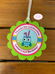 Easter Owls Party Favor Tags Birthday Girl Boy Spring Rabbit Egg Hunt Forest Animals Pink Blue Boogie Bear Invitations Lottie Theme