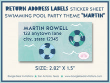 Load image into Gallery viewer, Swimming Pool Birthday Party Invitation Splash Bash Swim Blue Ocean Wave Boogie Bear Invitations Martin Theme Paperless Printable Printed