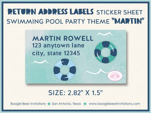 Swimming Pool Birthday Party Invitation Splash Bash Swim Blue Ocean Wave Boogie Bear Invitations Martin Theme Paperless Printable Printed