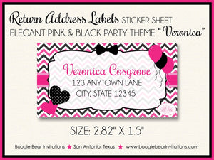 Pink Black Baby Shower Party Invitation Girl Chevron Modern Chic Heart Boogie Bear Invitations Veronica Theme Paperless Printable Printed