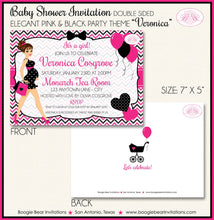 Load image into Gallery viewer, Pink Black Baby Shower Party Invitation Girl Chevron Modern Chic Heart Boogie Bear Invitations Veronica Theme Paperless Printable Printed