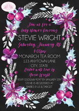 Load image into Gallery viewer, Winter Woodland Flowers Baby Shower Invitation Chalkboard Pink Blue Party Boogie Bear Invitations Stevie Theme Paperless Printable Printed