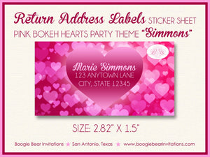 Pink Bokeh Hearts Valentine's Party Invitation Day Love Ombre Red Bubble Boogie Bear Invitations Simmons Theme Paperless Printable Printed