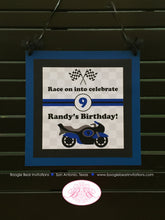 Load image into Gallery viewer, Motorcycle Blue Birthday Party Package Boy Girl Motocross Grand Prix Black Grey Pass Race Racing Track Boogie Bear Invitations Randy Theme