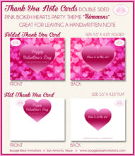 Load image into Gallery viewer, Pink Bokeh Hearts Thank You Cards Note Valentine&#39;s Party Day Love Ombre Red Bubble Holiday Tag Boogie Bear Invitations Simmons Theme Printed