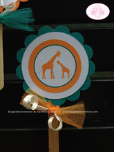 Load image into Gallery viewer, Orange Teal Giraffe Baby Shower Package Little Boy Girl Aqua Green Blue Zoo Wild Chevron Safari Animals Boogie Bear Invitations Kelly Theme