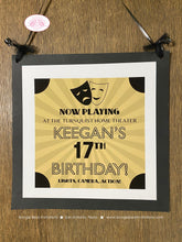 Load image into Gallery viewer, Theater Ticket Play Birthday Party Door Banner Actor Theater Stage Show Lights Camera Action Girl Boy Boogie Bear Invitations Keegan Theme