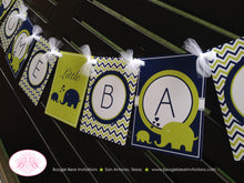 Load image into Gallery viewer, Blue Elephant Baby Shower Package Lime Green Navy Little Boy Girl Zoo Wild Chevron Safari Animals 1st Boogie Bear Invitations Sloane Theme
