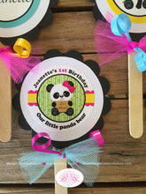 Load image into Gallery viewer, Pink Panda Bear Birthday Party Package Girl Tropical Jungle Green Black Butterfly Wild Zoo Animals Boogie Bear Invitations Jeanette Theme