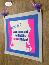 Load image into Gallery viewer, Rock Climbing Birthday Party Door Banner Pink Blue Grey Girl Climb Bouldering Modern Athletic Sports On Boogie Bear Invitations Heidi Theme